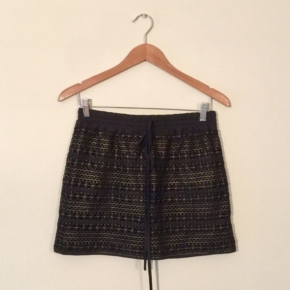 Robbi & Nikki by Robert Rodriguez Black & Gold Knit Mini Skirt Size M - Picture 6 of 7